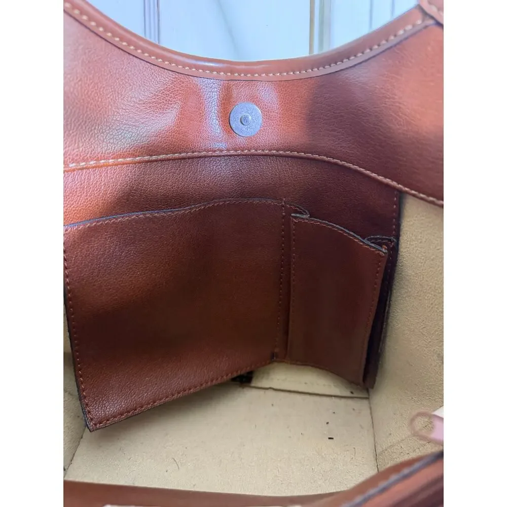 Vintage Mondani New York Cognac Leather Hobo Handbag